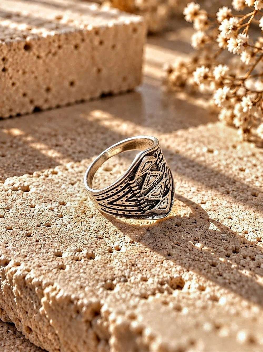 Engraved Silver-Tone Ring